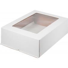 Короб картонный белый с окном 30*40*12 см
