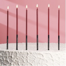 Свечи в торт "Праздник", 6 шт, 16 см, красный с чёрным