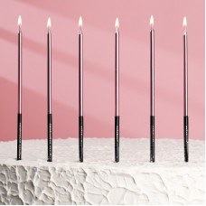 Свечи в торт "Праздник", 6 шт, 16 см, розовый с чёрным